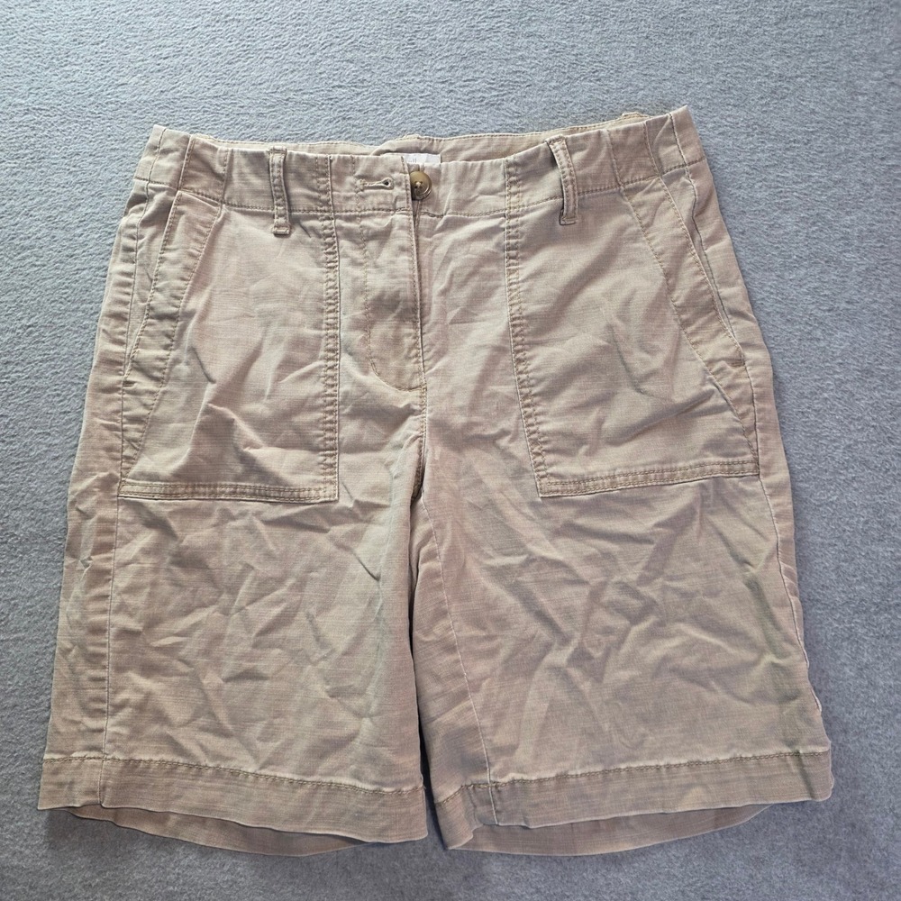 J Jill Womens Chino Shorts Womens Size 2 Khaki Tan Utility Patch Pockets Casual